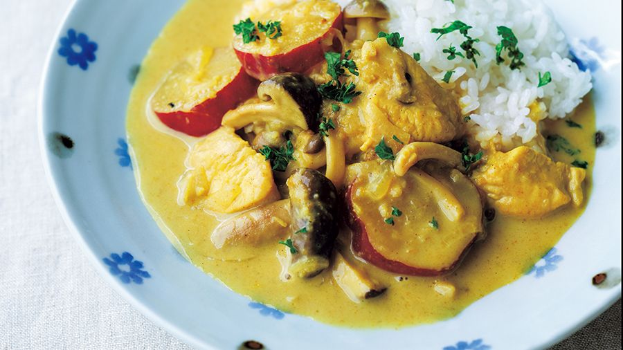 【レシピ】<おいしく賢くフレイル予防>「鶏肉とさつまいも、きのこのミルクカレー」