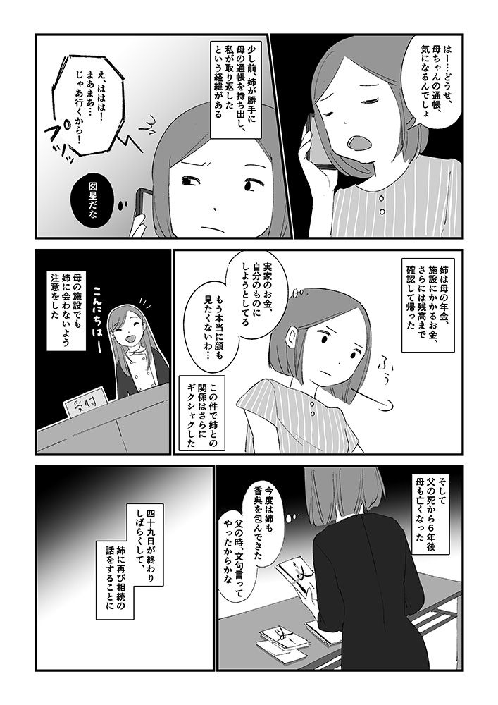 3ページ目 読者手記漫画 親への香典はケチるが遺産にはタカる姉夫婦 いらない と言っていた負の遺産 荒れた田畑すらタダでは渡さない 読者手記漫画 絶縁を決めた理由 読者体験手記 婦人公論 Jp