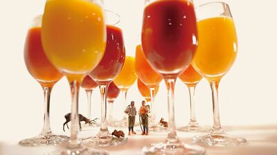田中達也　見立てのコツとは？作品名は「紅葉の効用」グラスに野菜ジュースを入れ、色彩豊かな紅葉を表現