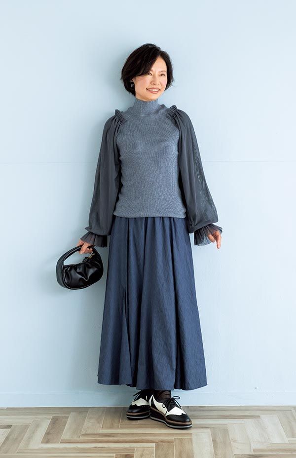 画像・写真｜地味色を選びがちな冬服に変化をつけたい！着ぶくれせずきれいに見える、ブラウスやジャケット感覚のデザインニット 石田純子のおしゃれ塾 ...