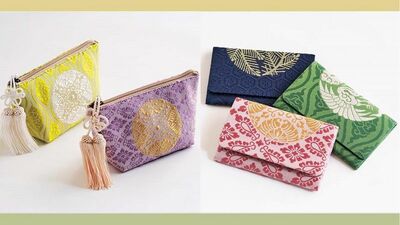 【京小物】平安貴族の装束に用いる布から生まれた優美な小物入れ 〜平七 有職文様ポーチ〈三角ポーチ〉