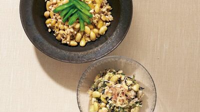 【レシピ】大豆の力 伝統食の真価、再発見!『大豆、油揚げ、生姜の甘煮/大豆のごま酢和え』